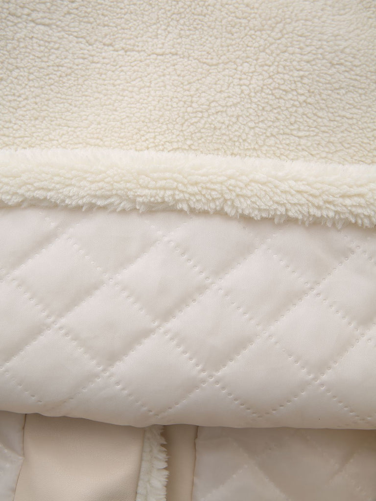 Weiß 1980er Kunst Pelz Kragen Lang Mantel