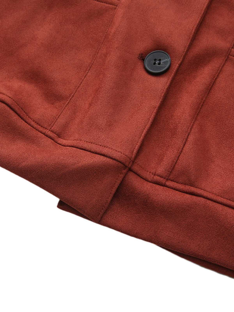 Braun 1940er Revers Wildleder Tasche Blazer