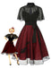 [Vorverkauf] 2PCS Schwarz 1950er Halloween Fledermaus Masche Kleid & Durchsichtigen Umhang