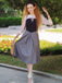 2PCS 1940er Farbblock Rosa Bluse & Grau Kleid