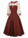 [Vorverkauf] 2PCS 1940er Farbblock Weiß Bluse & Plaid Kleid