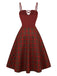 [Vorverkauf] 2PCS 1940er Farbblock Weiß Bluse & Plaid Kleid