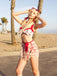 2PCS Rot 1950er Kirsche Bikini & Taille-Binden Cover up