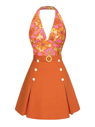 2PCS 1960er Blumen Halfter Top & Solide Rock