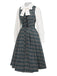 [Vorverkauf] 2PCS Grau 1950er Plaid Rüschen Kleid & Baumwolle Bluse