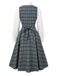[Vorverkauf] 2PCS Grau 1950er Plaid Rüschen Kleid & Baumwolle Bluse