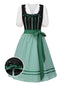 [Vorverkauf] 2PCS Schwarz 1950er Oktoberfest Baumwolle Polka Dot Gingham Kleid & Puffärmel Crop Top