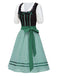 [Vorverkauf] 2PCS Schwarz 1950er Oktoberfest Baumwolle Polka Dot Gingham Kleid & Puffärmel Crop Top