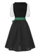 [Vorverkauf] 2PCS Schwarz 1950er Oktoberfest Baumwolle Polka Dot Gingham Kleid & Puffärmel Crop Top