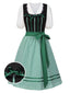 [Vorverkauf] 2PCS Schwarz 1950er Oktoberfest Baumwolle Polka Dot Gingham Kleid & Puffärmel Crop Top
