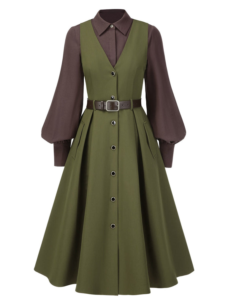 [Vorverkauf] 2PCS 1950er Laternenhülle Bluse & Taschen Weste Kleid