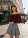 [Vorverkauf] 2PCS Rot 1960er Verdreht Stricken Top & Plissiertes Rock
