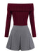 [Vorverkauf] 2PCS Rot 1960er Verdreht Stricken Top & Plissiertes Rock