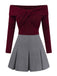 [Vorverkauf] 2PCS Rot 1960er Verdreht Stricken Top & Plissiertes Rock