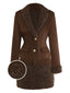 [Vorverkauf] 2PCS Dunkelbraun 1960er Faux Wildleder Pelzig Jacke & Rock