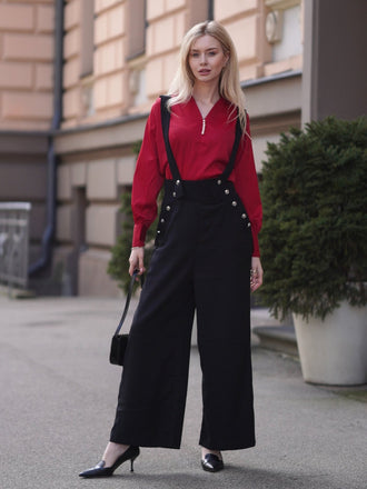 1930er SOLIDE BLUSE & SCHWARZ STRÄGER HOSE