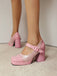 Patent Leder Block Ferse Quadrat Zehe High Heels