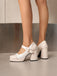 Patent Leder Block Ferse Quadrat Zehe High Heels