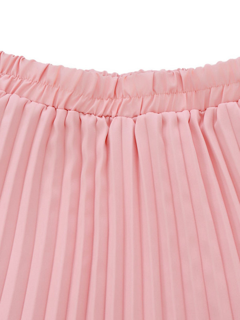 2PCS 1930er Ärmellos Bootskragen Gestrickt Top & Plissiertes Maxi Rock