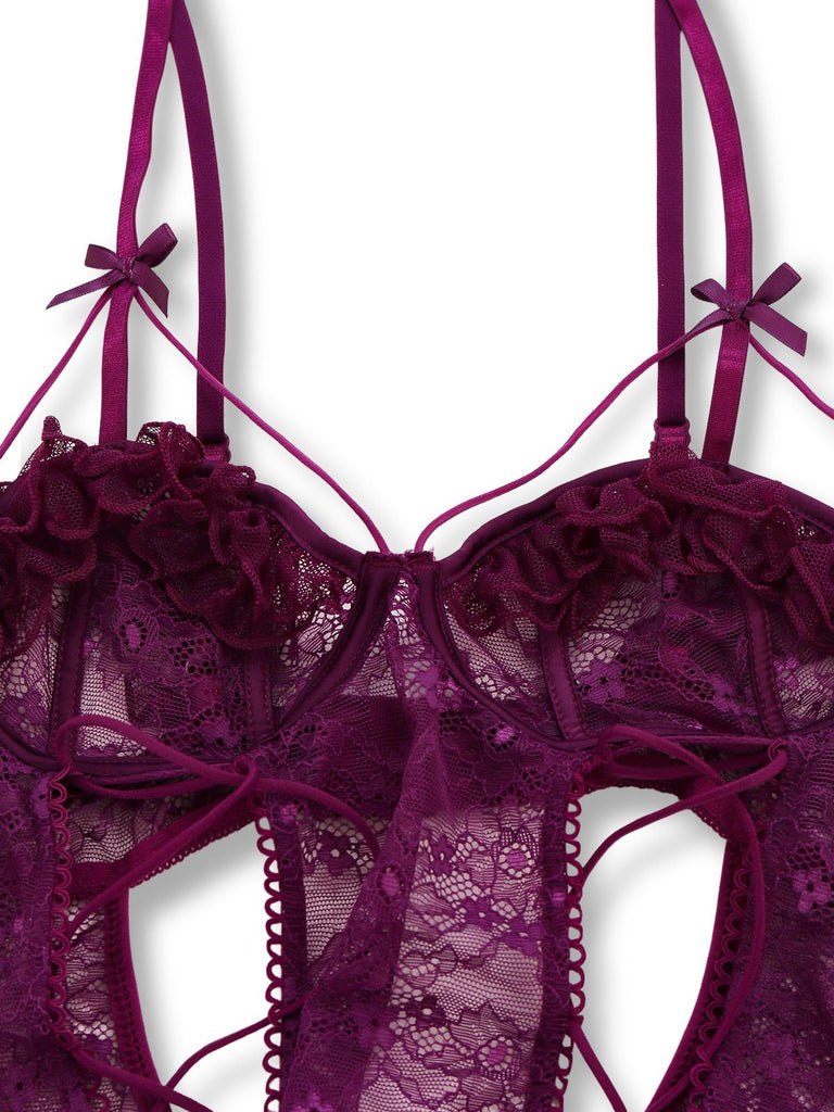 1980er Solide Spitze Durchsichtig Body Nachthemden