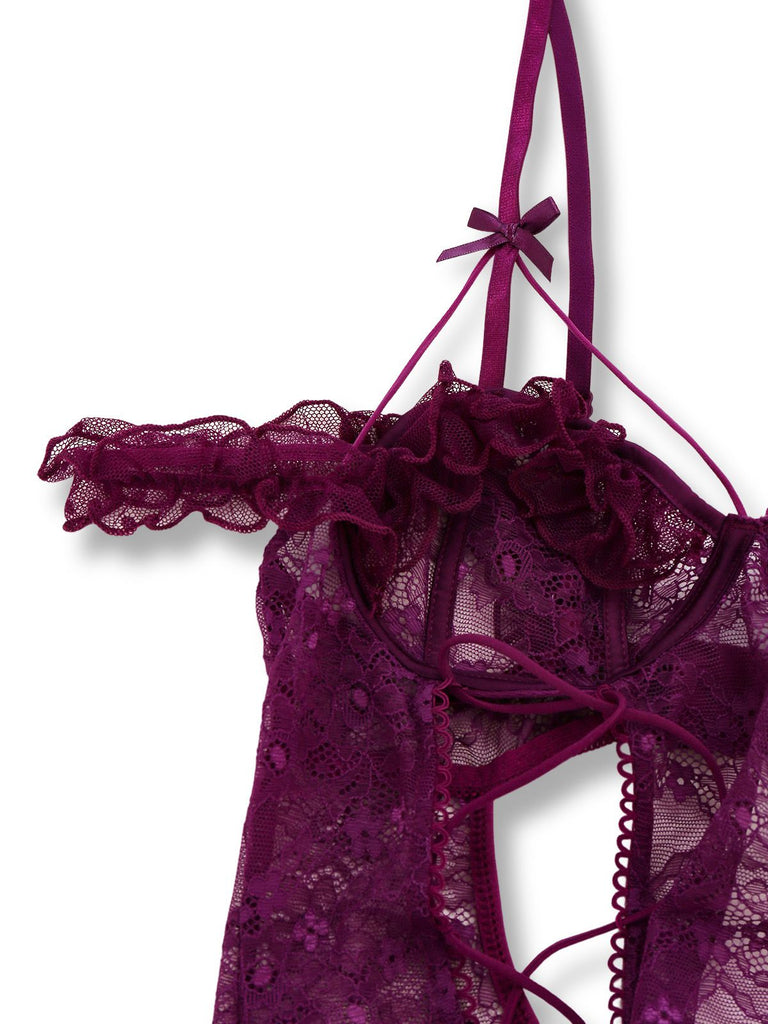 1980er Solide Spitze Durchsichtig Body Nachthemden