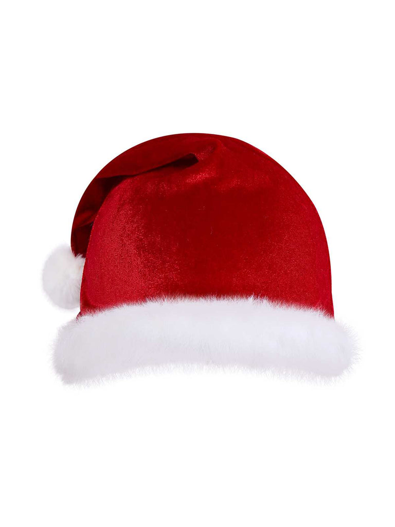 Rot 1970er Tief-V Weihnachten Plüsch Bodysuit Mit Hut