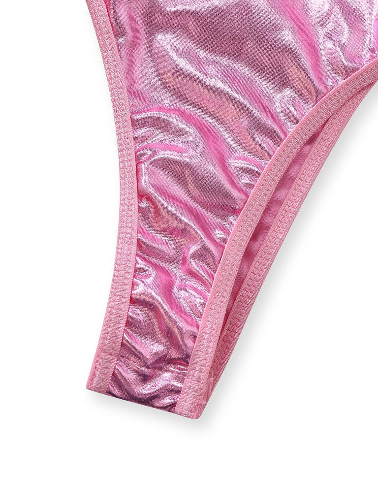 1980er Lack Leder Halter Schnürung Body Dessous Set