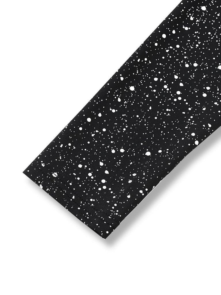 Schwarz 1980er Spitze Schulterfrei Silber Spritzer Enges Kleid