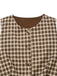2PCS Braun 1960er Gingham Plaid Plissiertes Weste & Rock