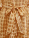 Gold 1940er Sheer Grid Puffärmel Gürtel Midi Party Kleid