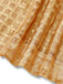 Gold 1940er Sheer Grid Puffärmel Gürtel Midi Party Kleid