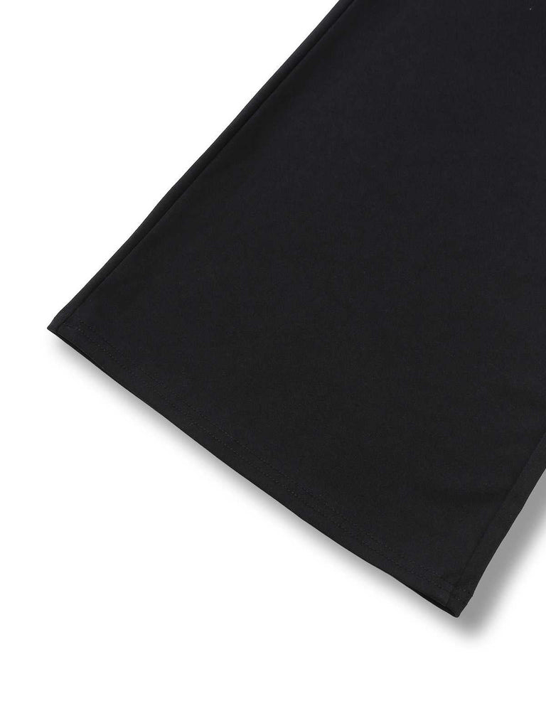 1970er Schulterfrei Tief V Kontrast Jumpsuit