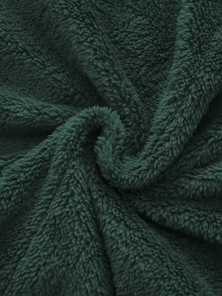 Grün 1970er Weihnachten Sherpa Hooded Jumpsuit Pyjama