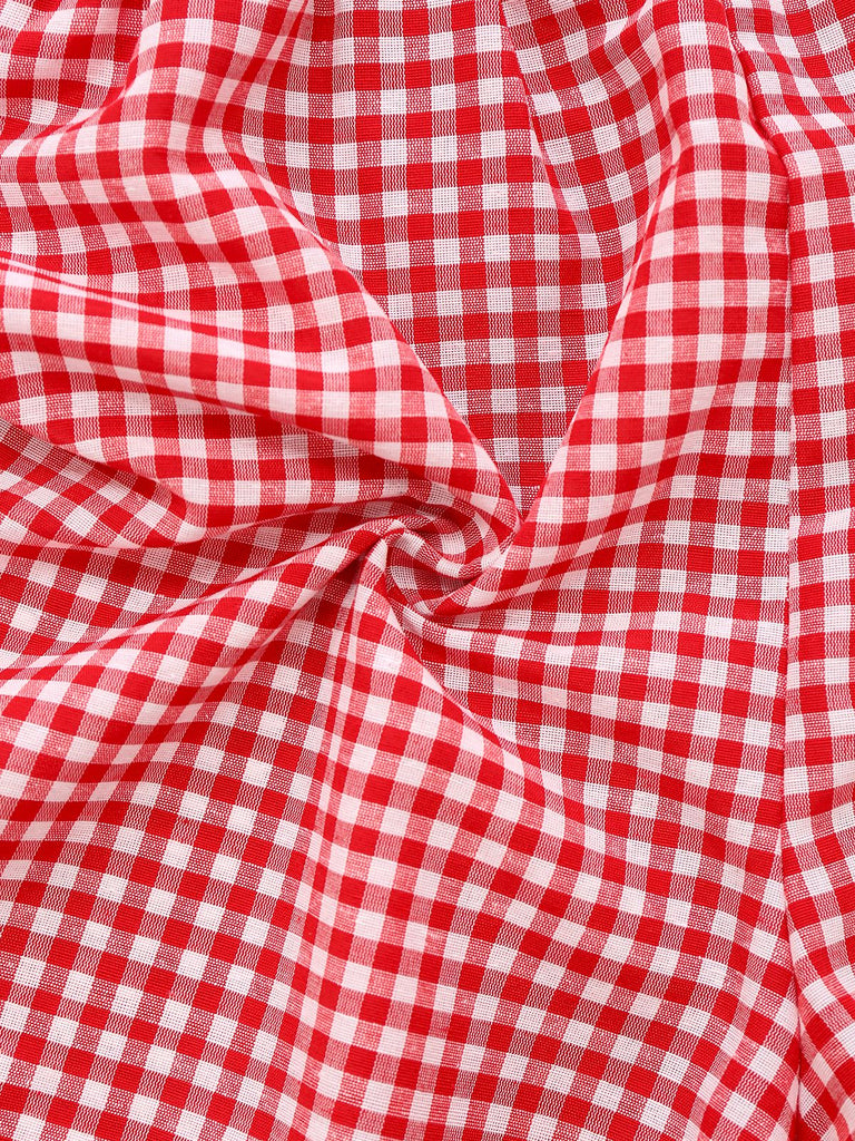 2PCS 1950er Plaid V-Ausschnitt Binden Weste & Shorts