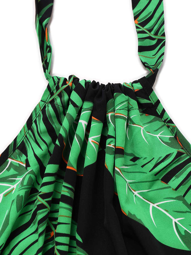 1950er Halter Tropisches Palmblatt Romper