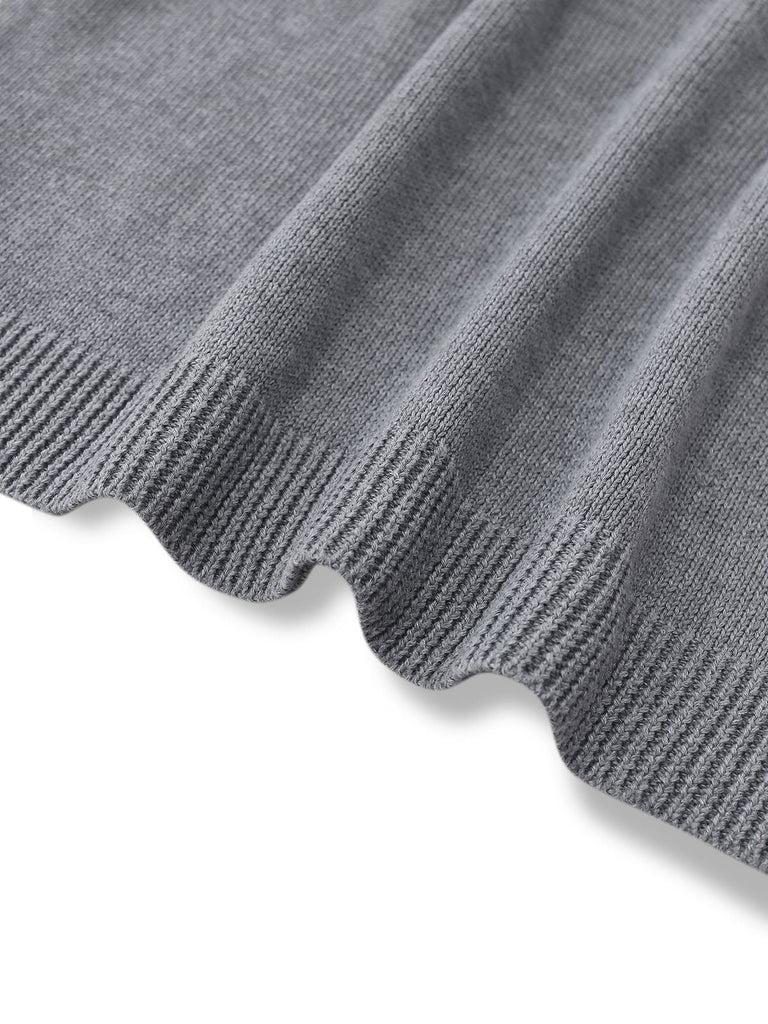 2PCS 1960er Stricken Rollkragen Pullover & Plissiertes Rock