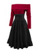 [Vorverkauf] 2PCS 1950er Schulterfrei Stricken Pullover & Bogen Rock