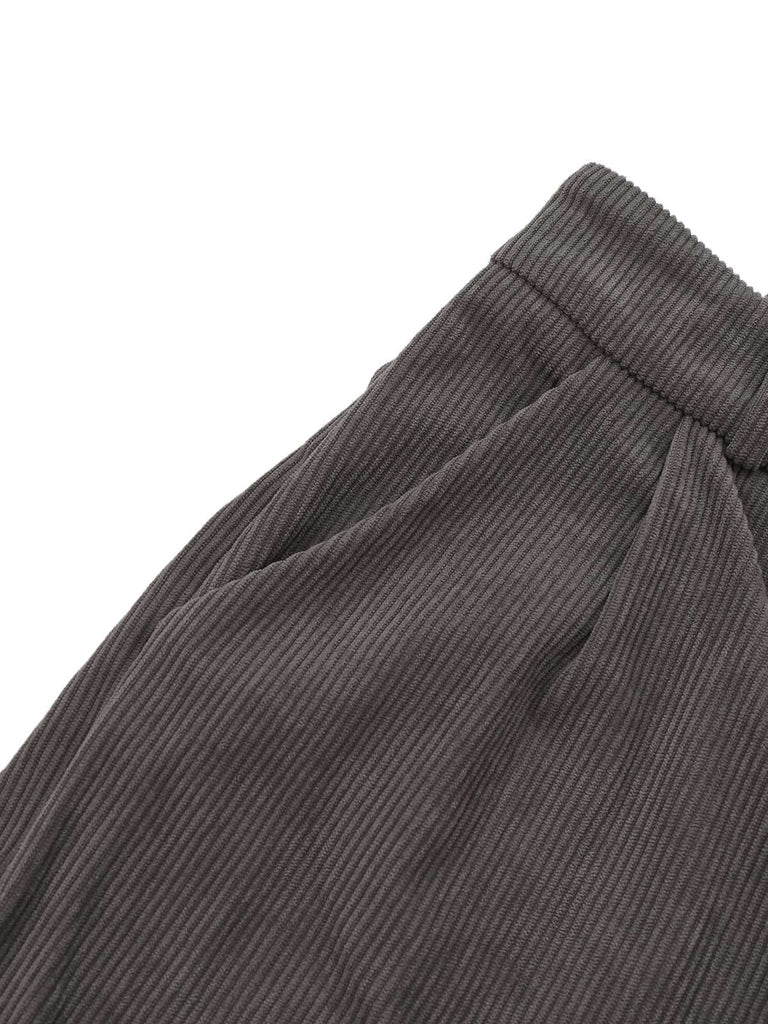 Grau 1940er Cord Weit-Bein Latzhose Jumpsuit