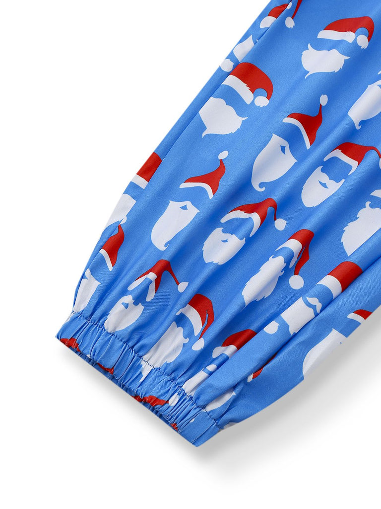 Blau 1960er Weihnachtsmann Overalls Jumpsuit