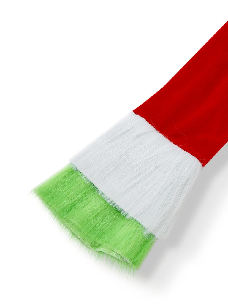 Rot & Grün 1940er Weihnachten Grinch Pelzbesatz Kleid
