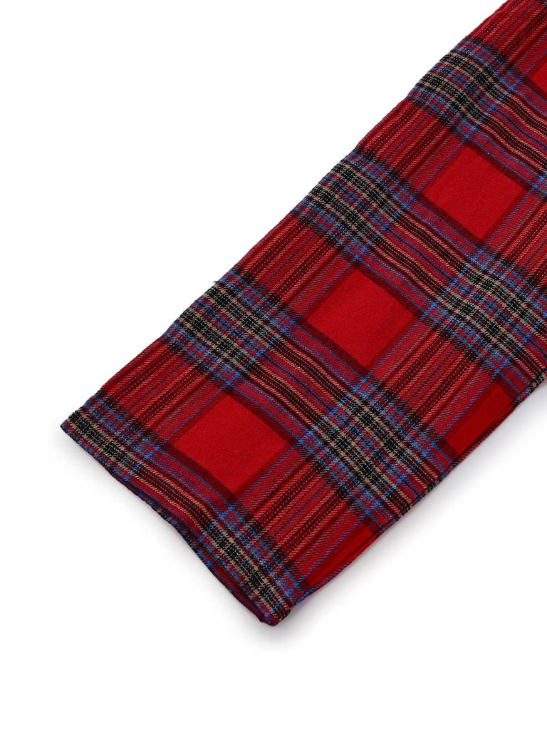 1940er Tartan Plaid Langarm Gürtel Shirt Kleid