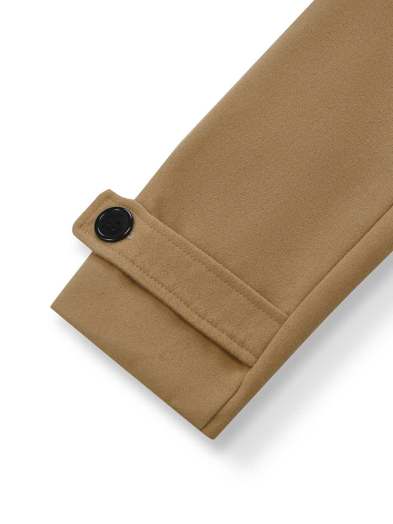 Khaki 1940er Revers Zweireihig Gürtel Mantel