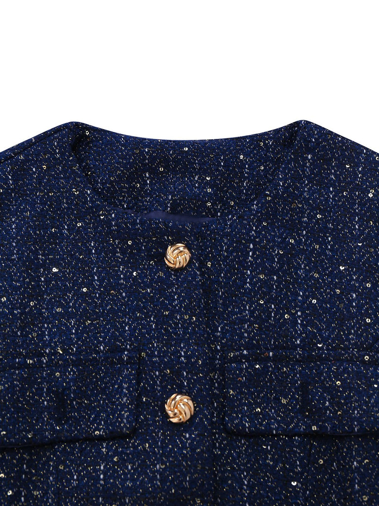 1960er Solide Tweed Knopf Gürtel Weste