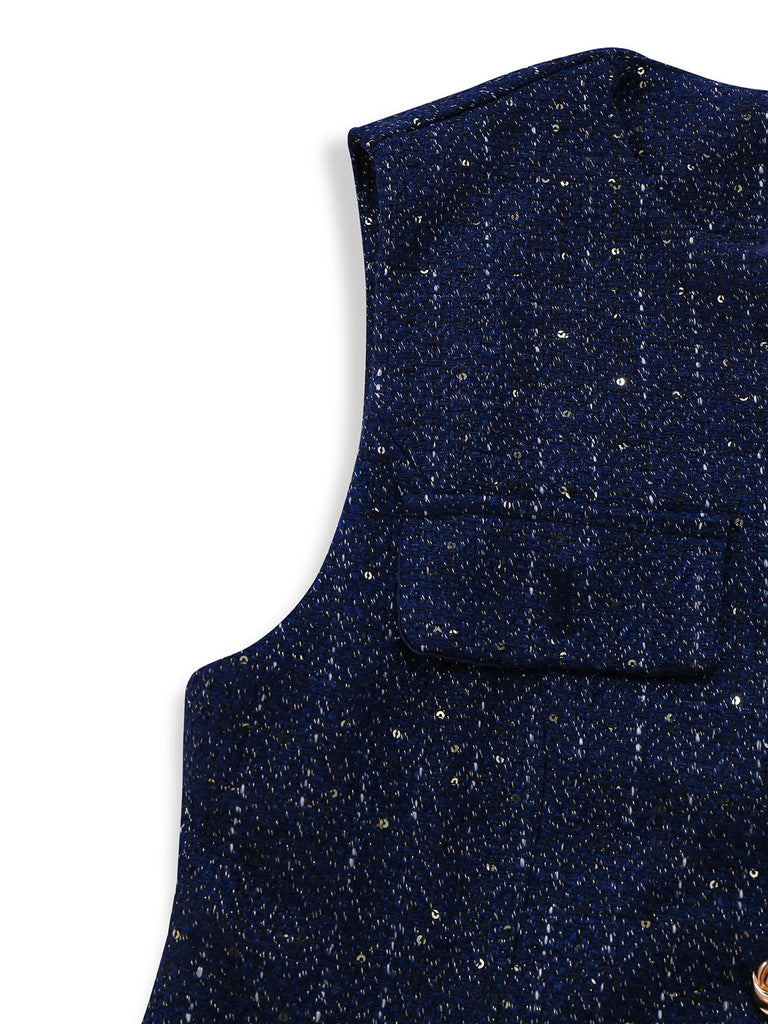 1960er Solide Tweed Knopf Gürtel Weste