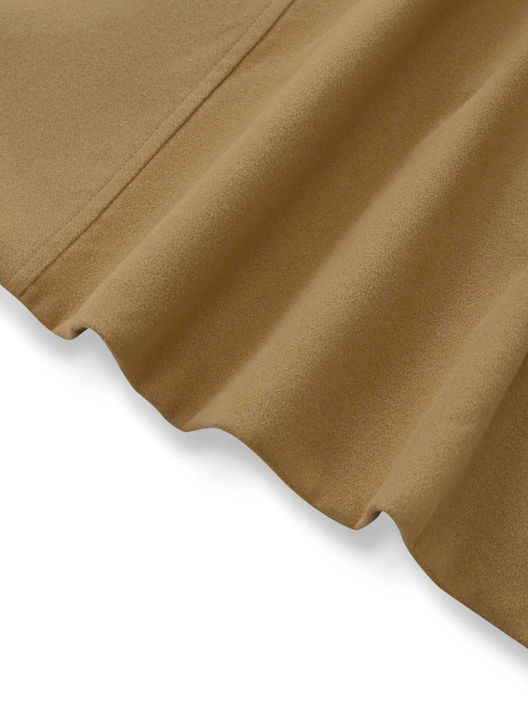 Khaki 1940er Revers Zweireihig Gürtel Mantel