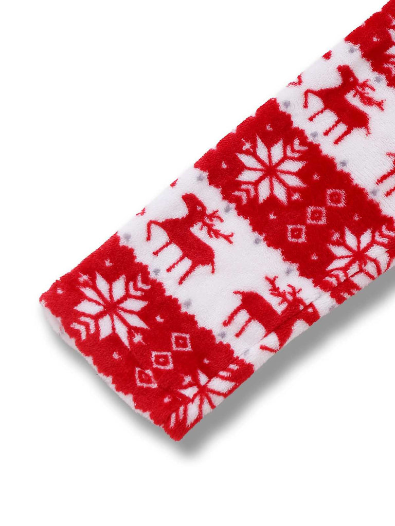 Rot 1960er Weihnachten Rentier-Korallenfleece Pyjama