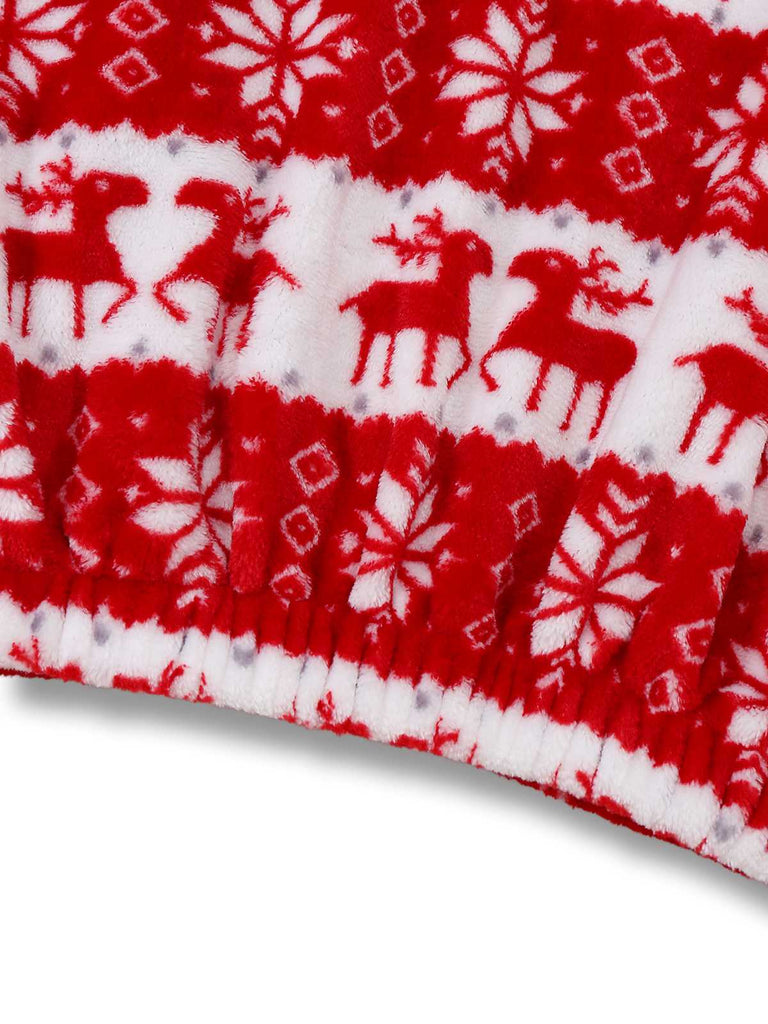Rot 1960er Weihnachten Rentier-Korallenfleece Pyjama