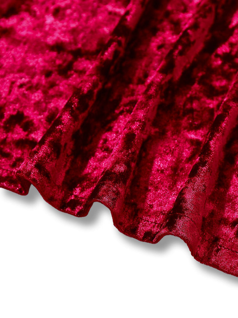 1930er Samt Spitze Lang Ärmel Patchwork Pyjama Robe