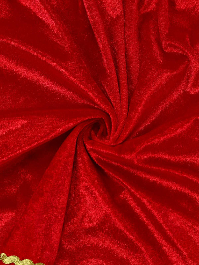 1960er Weihnachten Grün V-Ausschnitt Top & Rot Pelzbesatz Rock