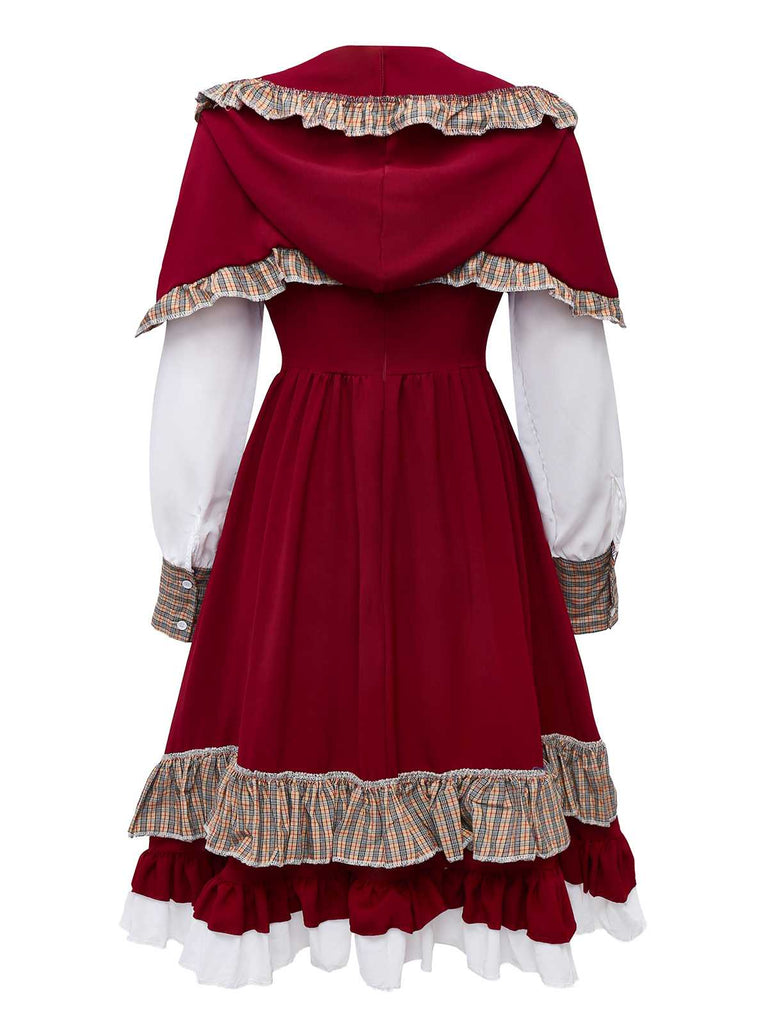 1950er Rotkäppchen Halloween Kostüm Kleid mit Cape